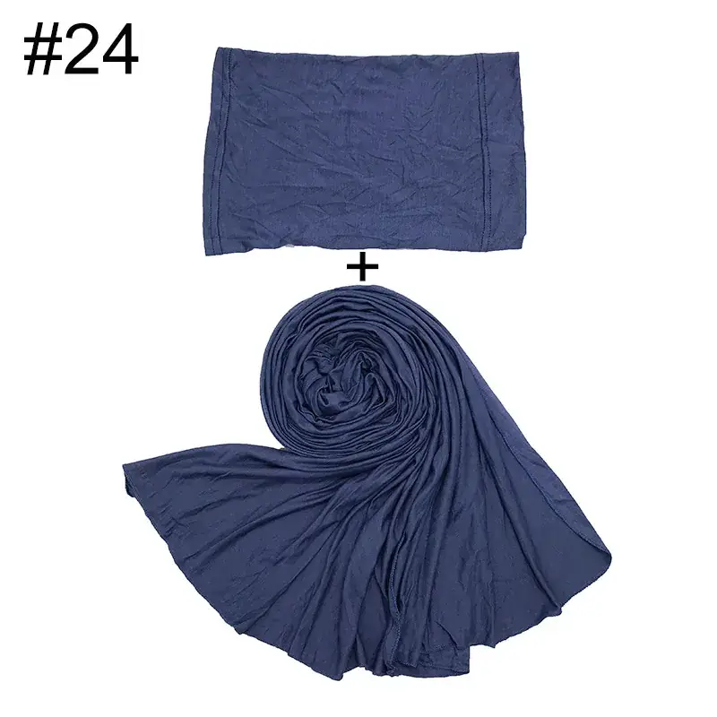 Large Size Solid Color Scarf Base Cap Combo - Image 24
