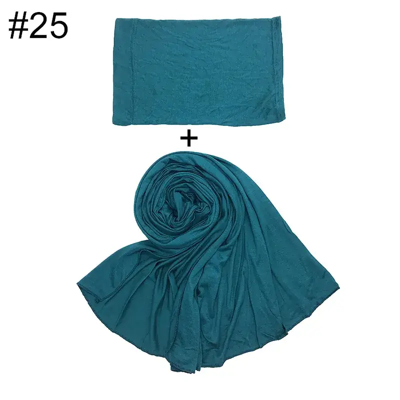 Large Size Solid Color Scarf Base Cap Combo - Image 25