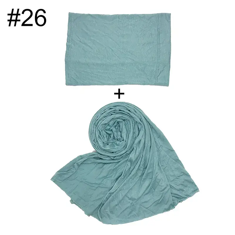 Large Size Solid Color Scarf Base Cap Combo - Image 26
