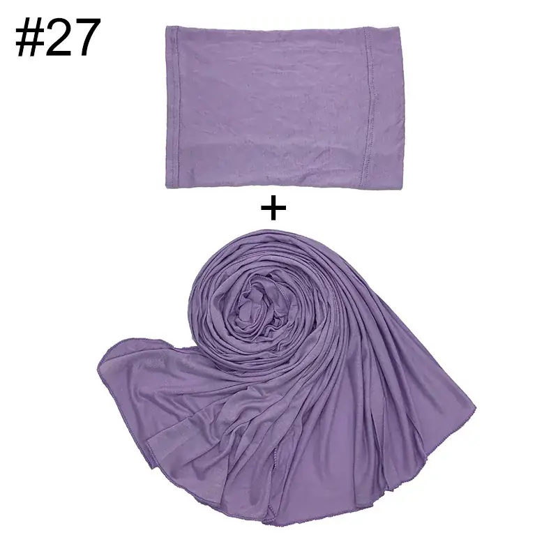 Large Size Solid Color Scarf Base Cap Combo - Image 27