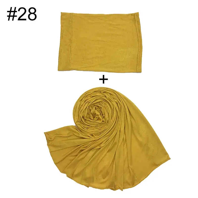 Large Size Solid Color Scarf Base Cap Combo - Image 28