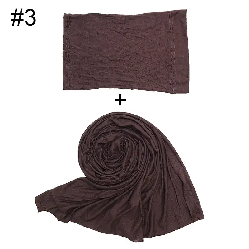 Large Size Solid Color Scarf Base Cap Combo - Image 3
