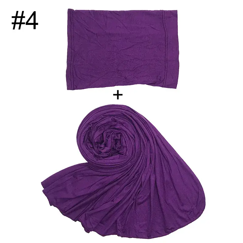 Large Size Solid Color Scarf Base Cap Combo - Image 4