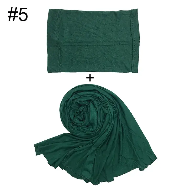 Large Size Solid Color Scarf Base Cap Combo - Image 5