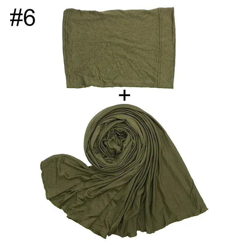 Large Size Solid Color Scarf Base Cap Combo - Image 6