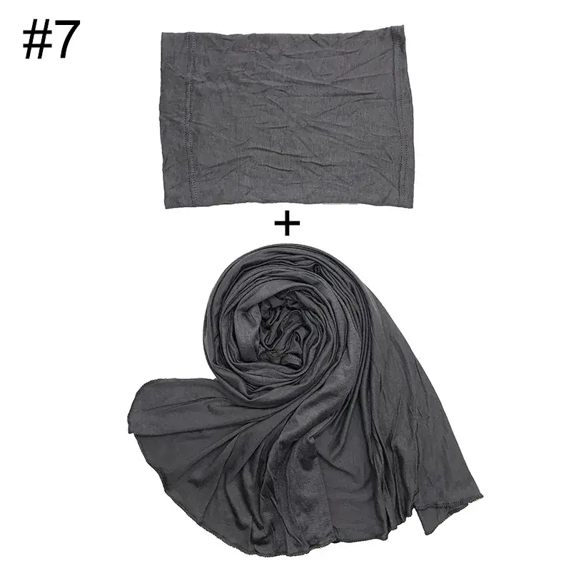 Large Size Solid Color Scarf Base Cap Combo - Image 7