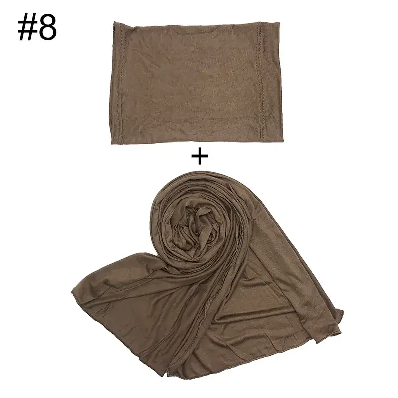 Large Size Solid Color Scarf Base Cap Combo - Image 8
