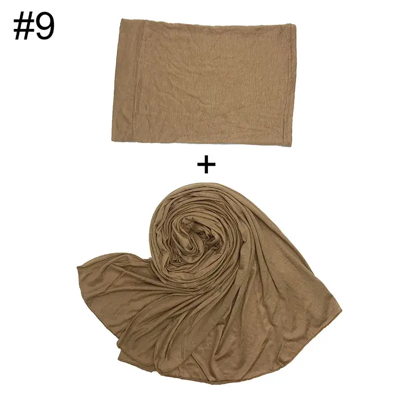 Large Size Solid Color Scarf Base Cap Combo - Image 9
