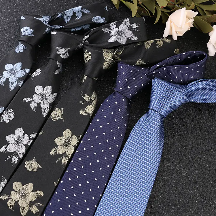 7cm Navy Polka Dot Dress Tie for Men - Image 38