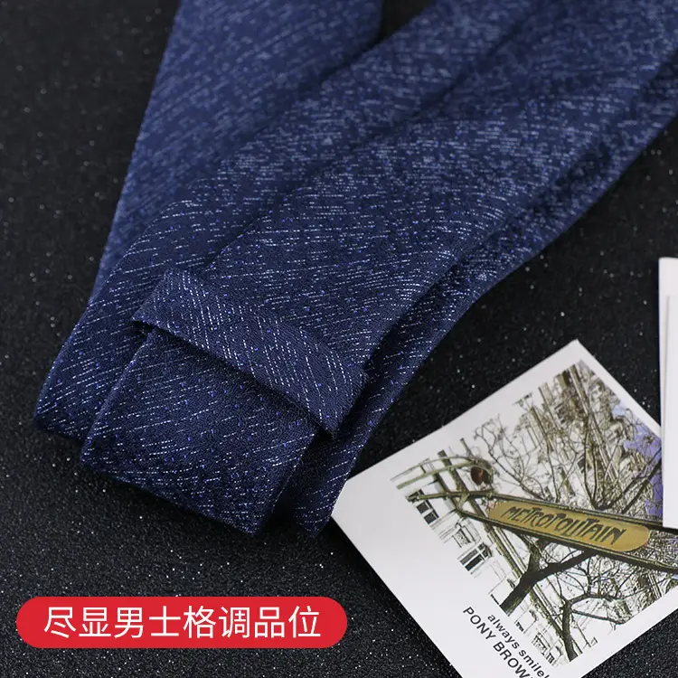 7cm Navy Polka Dot Dress Tie for Men - Image 39