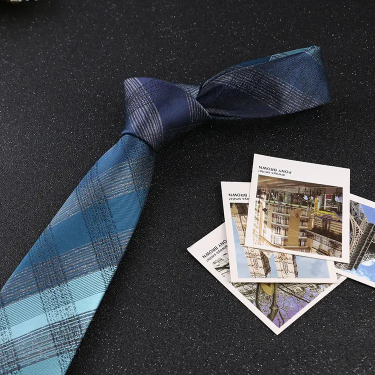 7cm Navy Polka Dot Dress Tie for Men - Image 11