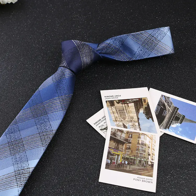 7cm Navy Polka Dot Dress Tie for Men - Image 12