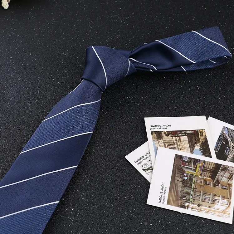 7cm Navy Polka Dot Dress Tie for Men - Image 13