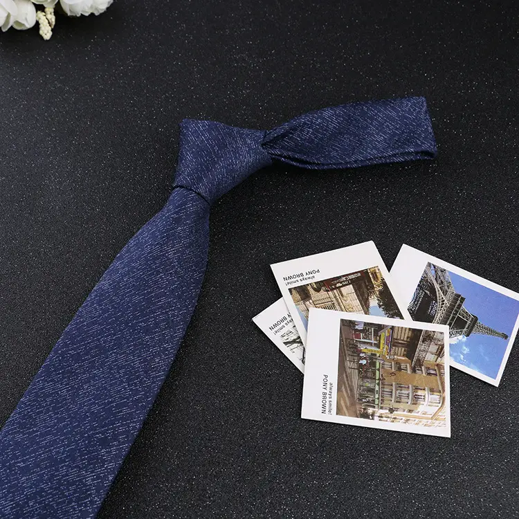 7cm Navy Polka Dot Dress Tie for Men - Image 15