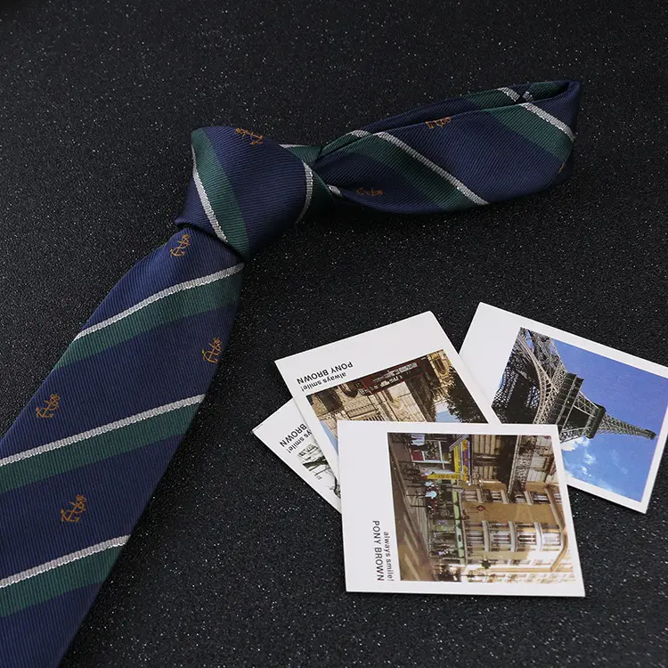 7cm Navy Polka Dot Dress Tie for Men - Image 18