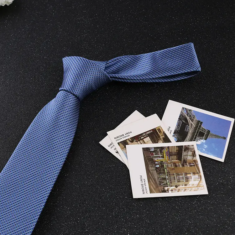 7cm Navy Polka Dot Dress Tie for Men - Image 21