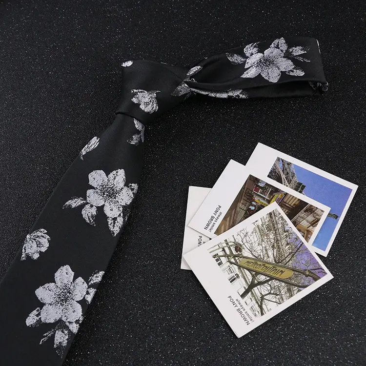 7cm Navy Polka Dot Dress Tie for Men - Image 24