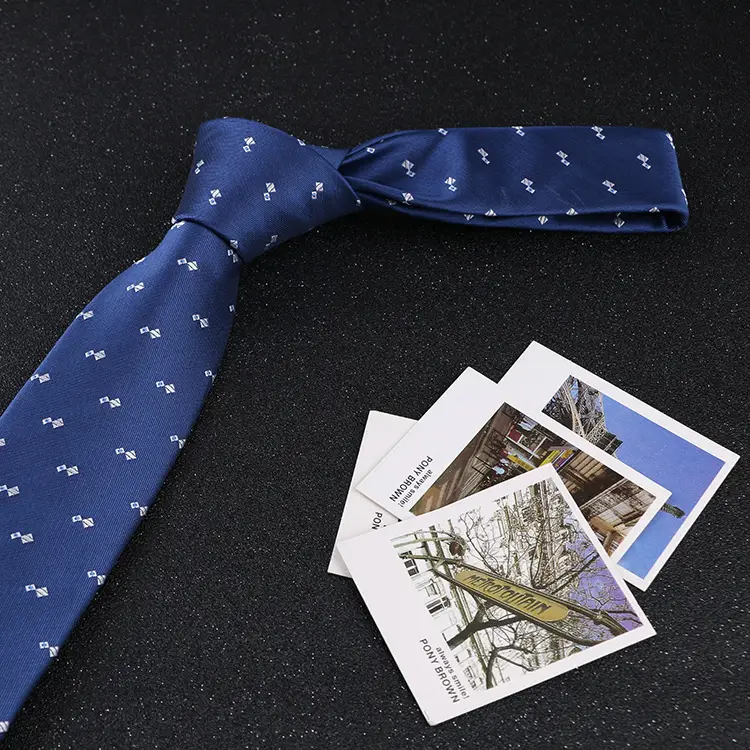 7cm Navy Polka Dot Dress Tie for Men - Image 25