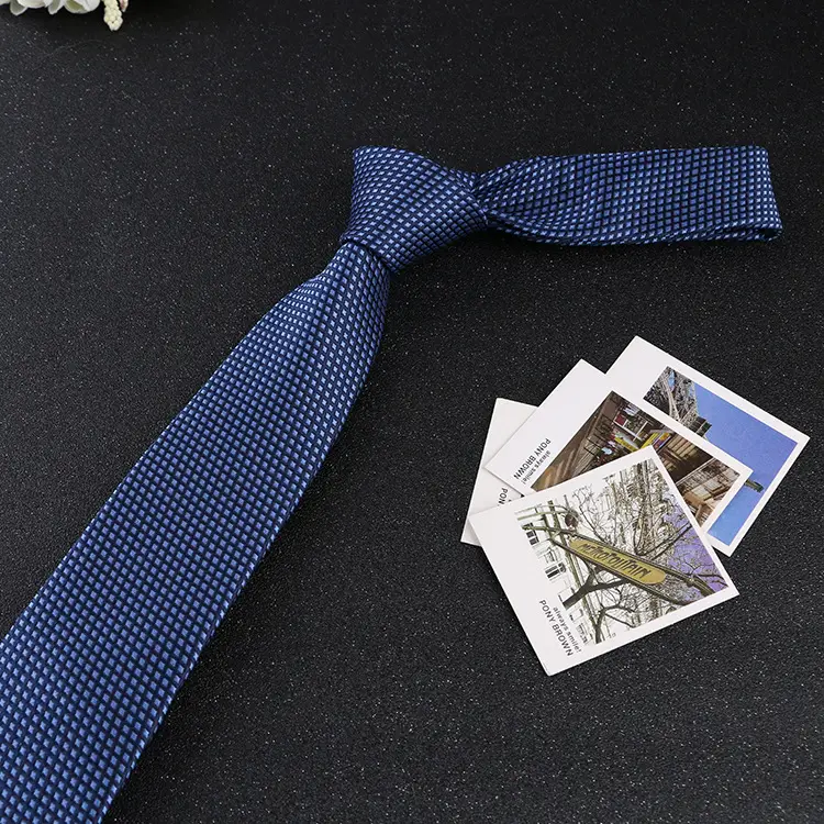 7cm Navy Polka Dot Dress Tie for Men - Image 26