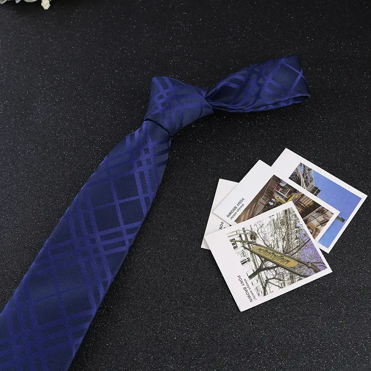 7cm Navy Polka Dot Dress Tie for Men - Image 27