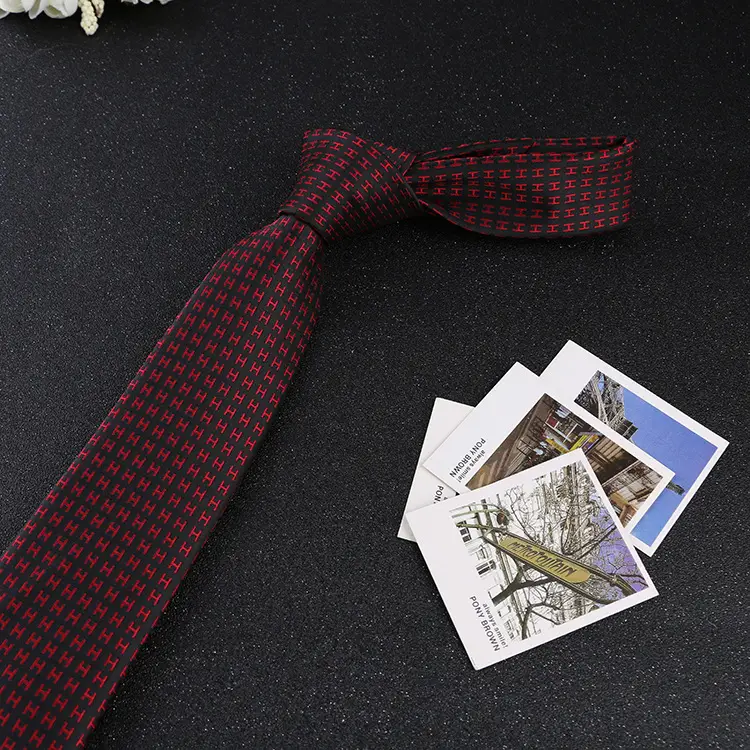 7cm Navy Polka Dot Dress Tie for Men - Image 28