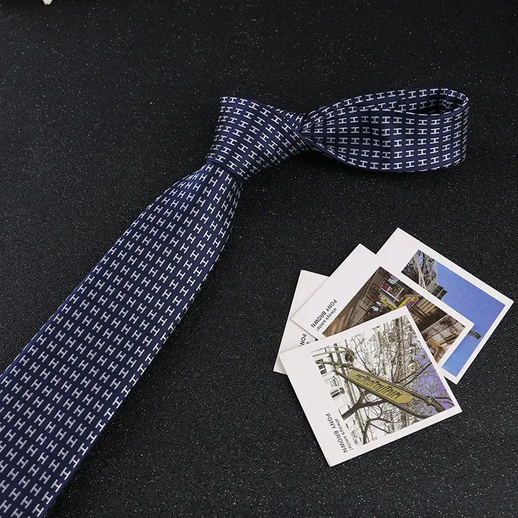 7cm Navy Polka Dot Dress Tie for Men - Image 29