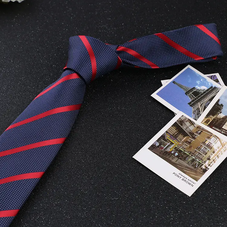 7cm Navy Polka Dot Dress Tie for Men - Image 3