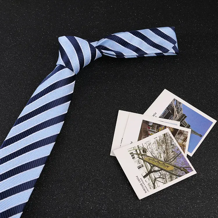 7cm Navy Polka Dot Dress Tie for Men - Image 34