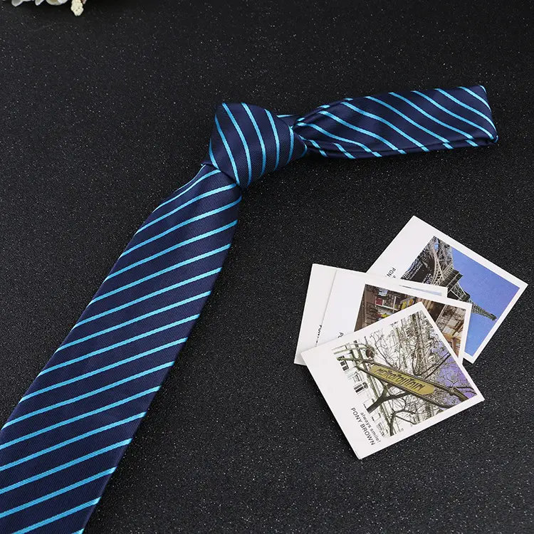 7cm Navy Polka Dot Dress Tie for Men - Image 35
