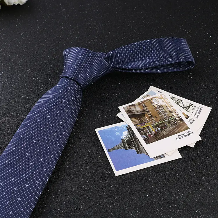 7cm Navy Polka Dot Dress Tie for Men - Image 5