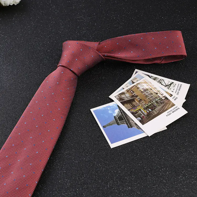7cm Navy Polka Dot Dress Tie for Men - Image 6