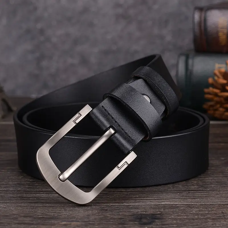 Men's Brown Leather Belt with Silver Buckle - Image 3