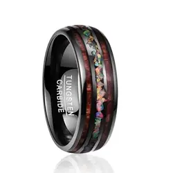 Tungsten Steel Ring 8mm Black Mixed Acacia Hair - Image 5