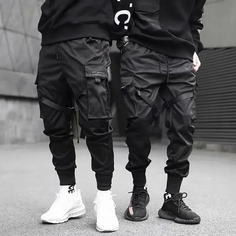 Men Black Super Hot Pants National Tide Big Pocket Casual Loose - Image 2