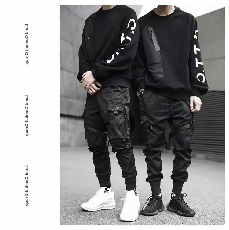 Men Black Super Hot Pants National Tide Big Pocket Casual Loose - Image 5