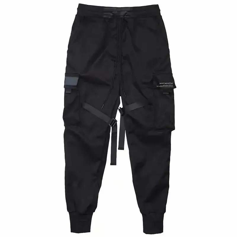Men Black Super Hot Pants National Tide Big Pocket Casual Loose - Image 6