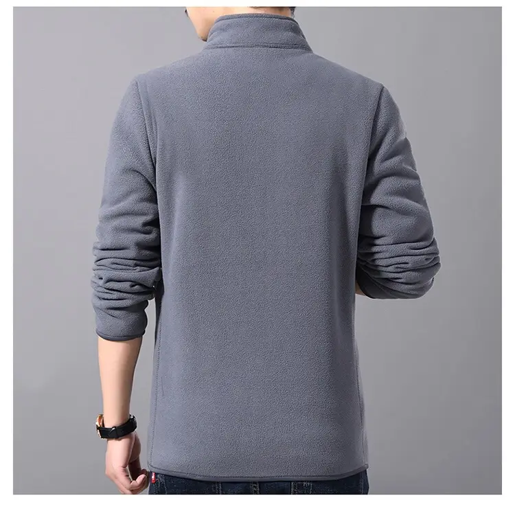 Men's Red Fleece Stand Collar Coat Winter Warm — feature 9
