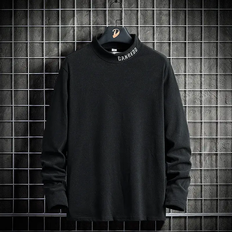 Men's Black Long Sleeve T-Shirt Winter Casual Wear - Image 4