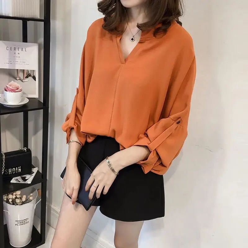 2022 Women's Long Sleeve Top Bat Sleeve Shirt Loose Fit Tan - Image 2