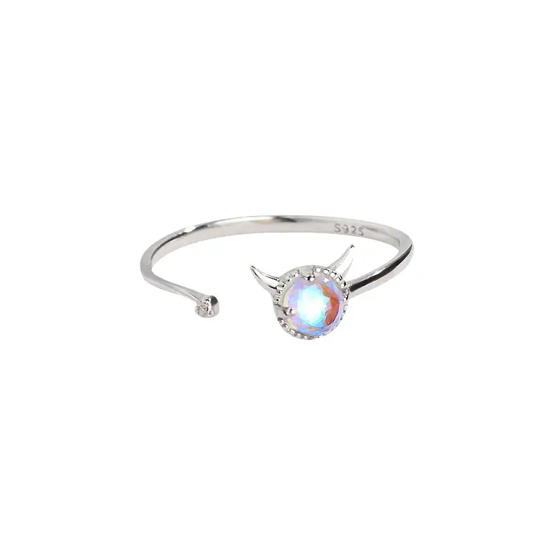 Women's Cold Wind Adjustable Zircon Moonstone Ring