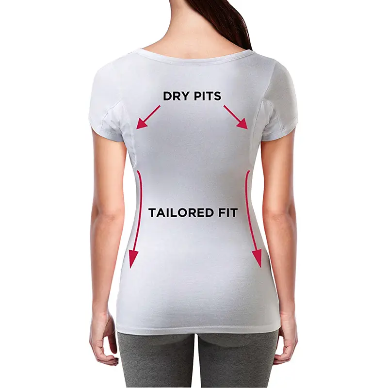 Women's White Modal T-Shirt Lower Axilla Double Layer Sweat Absorbent - Image 6
