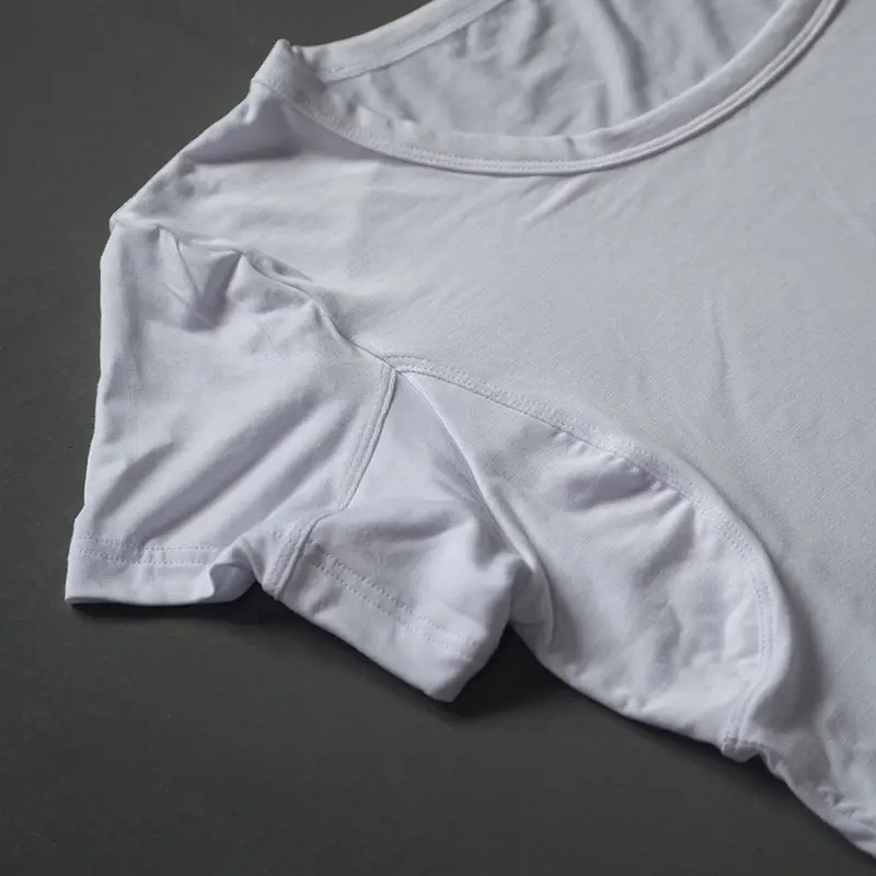 Women's White Modal T-Shirt Lower Axilla Double Layer Sweat Absorbent - Image 8
