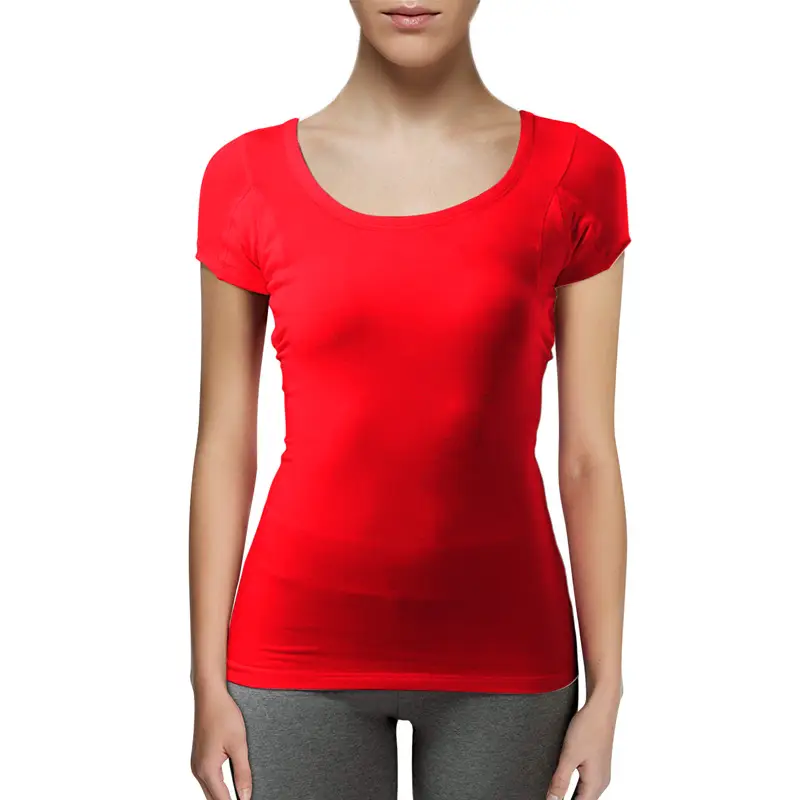 Women's White Modal T-Shirt Lower Axilla Double Layer Sweat Absorbent - Image 3
