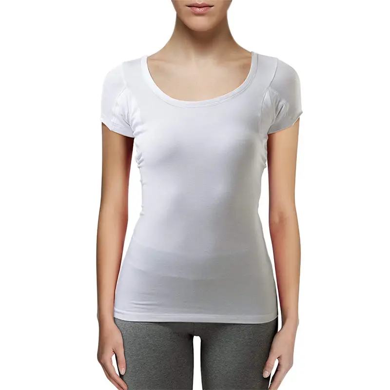 Women's White Modal T-Shirt Lower Axilla Double Layer Sweat Absorbent - Image 4