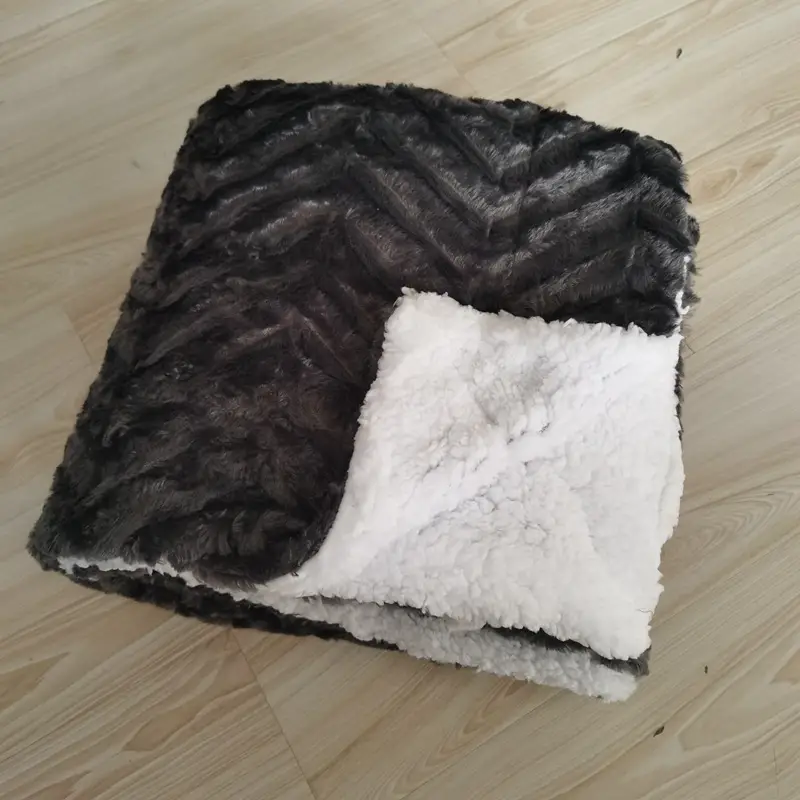 Double-layer Faux Fur Blanket Brown White Tie-Dye - Image 6