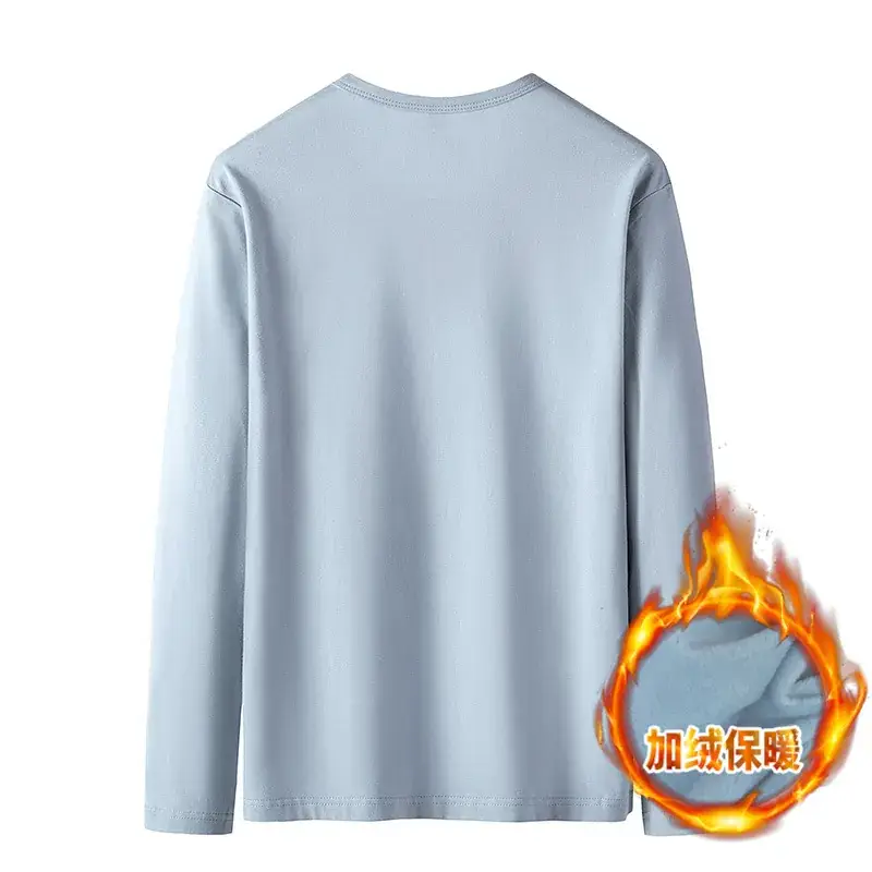 Men Fleece Lined Long Sleeve T-Shirt Grey 2025 - Image 5