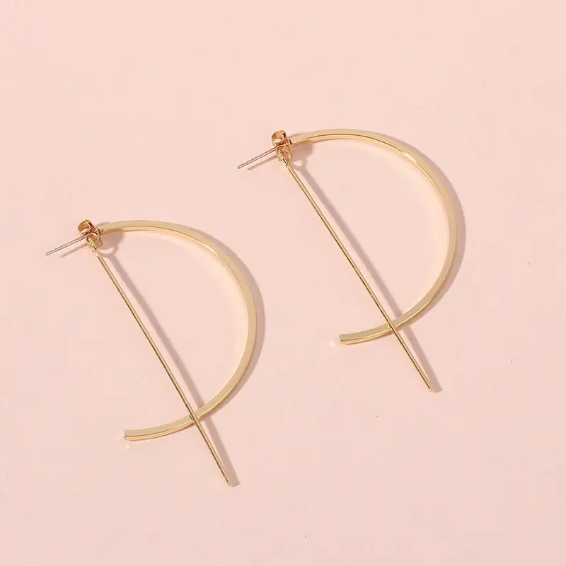 Gold Crossed Ear Rings for Women Retro Style