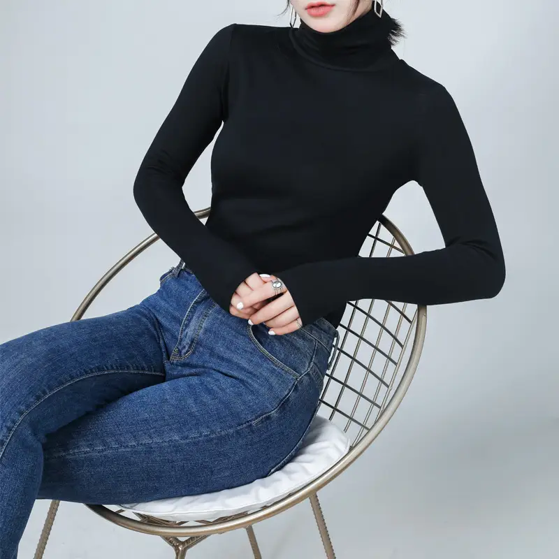 Women's Pure Cotton Long Sleeve T-Shirt Light Blue Slim Fit - Image 18
