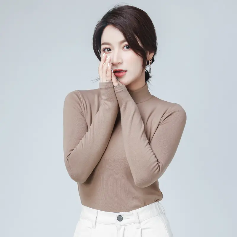 Women's Pure Cotton Long Sleeve T-Shirt Light Blue Slim Fit - Image 19