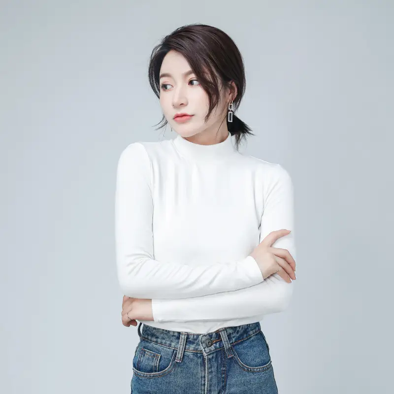 Women's Pure Cotton Long Sleeve T-Shirt Light Blue Slim Fit - Image 10